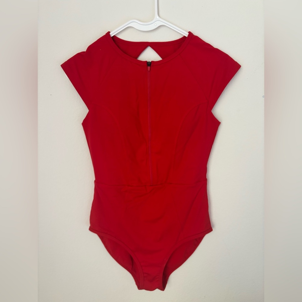 Athleta Red Zip-Front Swimsuit